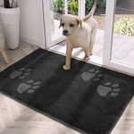 PURRUGS Dirt Trapper Door Mat 20" x 31.5", Non-Skid/Slip Machine Washable Microfiber Entrance Rug, Shoes Scraper, Dog Door Mat, Super Absorbent Floor Mat for Muddy Wet Shoes and Paws, Charcoal