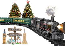 Electric Train Sets for Boys Girls Metal Alloy Christmas Trains Toys Steam Locomotive, Passenger Carriages, Tracks, Light & Sounds Rechargeable Birthday Gifts for Kids 3 4 5 6 7 8 + Years Old Green