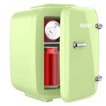 YASHE Mini Fridge for Bedroom, 4 Liter/6 Cans Small Fridge, AC/DC Thermoelectric Cooler and Warmer Mini Fridge for Drink Office Dorm Car, Green