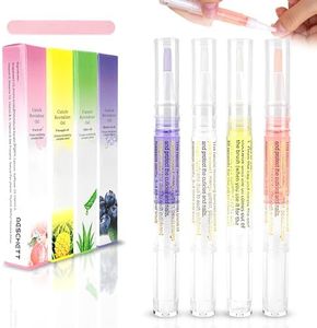 Cuticle Oil Pens with Nail File for Nail Care, 4PCS Nail Pen Oil with Natural Ingredients, Fingernails and Toenails Oil Cuticle for Repairing Cracked(Mix Flavors)