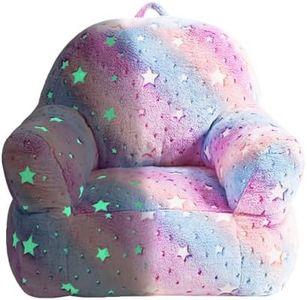 fond + found Toddler Chair, Glow in The Dark Kids Sofa Bean Bag Chair for Kids Children Couch Toddler Sofa Chair Mini Sofa Armrest Chair for Children, Lightweight Children Sofa Chair (Rainbow Pink)