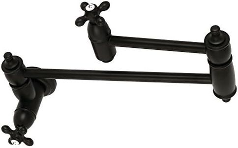 Kingston Brass KS3100AX Restoration Wall Mount Pot Filler Kitchen Faucet, 13" Length, Matte Black