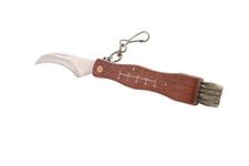 Mushroom Knife,Folding Camping Hunting Truffles Harvest Sharp Knives Natural Wood Handle Pocket knife w/ Bristle Brush, SS pruning blade, Hardwood handle