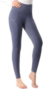 Harrison Howard Women's Full Seat Silicon Grip Equestrian Breeches Horse Riding Tights High Waisted Leggings for Women, Blue, Medium