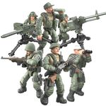 MEIEST 6 PCS Mini Soldier Military Action Figures, Army Model Building Block Toy with Multiple Military Weapons Accessories,Party Favors Set for Kid (Vietnam War U.S. forces)