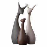 URBAN SENSE|Deer Family Showpieces|Decorative Item For Home Living Room|Antique Artpiece For Tv Unit Centre Table|Gift For House Warming|Ceramic Figurine|(Matte Black Brown&White),26 Cm,8 Cm,8 Cm