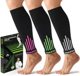 NEWZILL Calf Compression Sleeve for Men & Women | Footless Compression Socks for Shin Splint Relief, Varicose Veins | Leg Sleeve for Running, Travel, Nursing, Fitness (White/Pink/Green 3Pairs S/M)