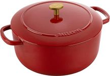 BALLARINI Bellamonte Casserole Dish, Roasting Dish, Dutch Oven, Enamelled Cast Iron, Round, 24 cm, 4 L, Red