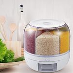 Olpad 6-Grid Rotating Food Dispenser - Rotating Rice Bucket Rice Storage Tank, cereal dispenser, rice dispenser, Stackable Food Storage Containers, One-Click Rice Picking (round rice dispenser)