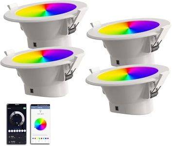 7Pandas Smart WiFi Downlight 90mm, RGBCW Colour Changing LED Recessed Ceiling Light, Dimmable 2700K–6000K, Alexa & Google Home Compatible, No Hub Required, IP44, 4 Pack