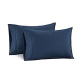 LANE LINEN 100% Cotton Pillowcases, King Size Pillow Cases Set of 2, Fits King Size Pillows, Premium 450 Thread Count Sateen King Size Pillow Cases, Soft & Breathable King Pillow Covers - Estate Blue