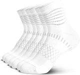 IRAMY Ankle Compression Socks for Women Men Plantar Fasciitis Relief 3 Pairs Cushioned Athletic Running Socks(White M)