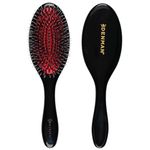 Denman Cushion Hair Brush (Medium) with Soft Nylon Quill Boar Bristles -Detangle and shine, adds gloss and shine to the hair, gently smooths and detangles curls and fly-aways – Black, D81M