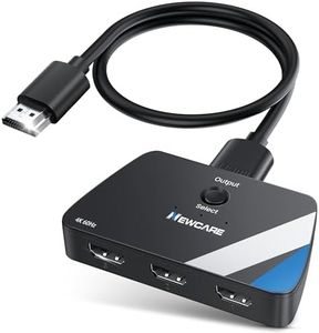 [Upgrade]NEWCARE HDMI Switch 3 in 1 Out, 4K@60Hz HDMI 2.0 Switch Splitter with 2.6FT HDMI Cable, 3-Port HDMI Switcher Selector, Supports 4K 30Hz 3D 1080P HDCP2.2 for PS5 Xbox DVD Player Fire Stick PC