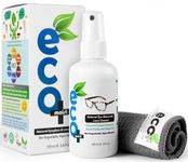 Ecomoist Lens Cleaner 100ml with Thick Microfibre Towel 30cmx30cm for Glass Eyeglass Sun Glass Reading Glass Ecofriendly