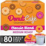 Donut Café - Coffee Gourmet Pods, Classic Blend, Medium Roast – Non-GMO, Gluten Free – Compatible with Keurig K Cup Brewers – Smooth & Delicious – 80 Count