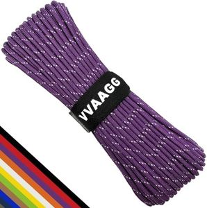 VVAAGG Reflective Paracord Rope 200FT, 7 Strand Nylon para Cord Lanyard Utility 550 Parachute Cord, 4mm Thin Tent Rope for Outdoor Camping Hiking (Purple 200FT)