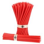 Danilovo Pure Beeswax Candles - No-Drip, Smoke-Less, Tall, Thin Taper Candles – Decorative Candles for Church Prayer, Decor or Birthday Candles – Honey Scented Candles – 18,5 x 0,61 cm (Red, 50pcs)