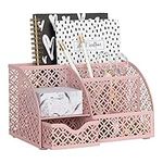 Blu Monaco Light Pink Desk Organizer - Cute and Girly Pink Desk Accessories - Office Storage for Girls and Women - Paper Storage and Office Supply Storage - Home Office