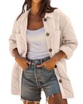 Danedvi Womens Casual Lapel Collared Lightweight Quilted Jackets Fall Winter Warm Loose Puffer Outerwear, Beige, Large