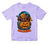 WALLABY KIDS Boys & Girls Jack in The Pumpkin Halloween Theme 100% Cotton Unisex Kids T-Shirt (Lavender; 11-12 Years)