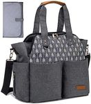 Lekebaby Large Diaper Tote Bag for Mom and Dad - Baby Diaper Satchel Bag with Insulated Pockets & Changing Pad & Stroller Straps in Grey, Arrow Print