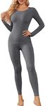 Ekouaer Womens Thermal Underwear Sets Long Johns Long Sleeve Base Layer Pajama Top and Leggings Set Cold Weather Grey XL