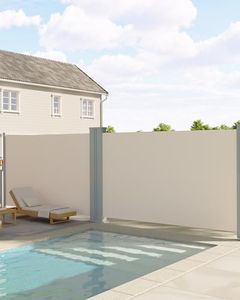 GarveeLife 71''x236'' Double Side Awning, Retractable Side Awning with 280g Polyester Fabric, Rainproof and UV-Proof Folding Privacy Screen Privacy Fence, for Deck, Patio, Pools, Beige