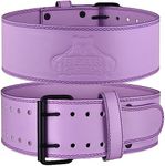 Bear Grips Weightlifting Belt, Leather Weight Belt for Men, Weight Lifting Belt for Women, Double Prong Gym Belt, Squat Belt, 5mm Powerlifting Belt, Deadlift Belt, Workout, Exercise - Purple - S