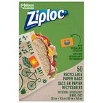 Ziploc Paper Sandwich & Snack Bags, Recyclable & Sealable with Fun Designs, 50 Count