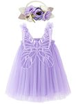 BGFKS Layered Butterfly Tulle Tutu Dress for Baby Girls,Toddler Girl Princess Dress with Flower Headband, Purple, 18 Months