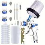 Spray Gun Paint Sprayer HVLP Gravity Feed Air Spray Gun with 1.4MM 1.7MM 2.0MM Nozzles Contains Paint Mixing Quick Cup Kit Include 10 Disposable Cups for Vehicle Car Fence Painting (Blue)