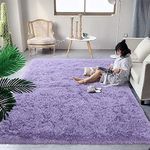 DweIke Super Soft Shaggy Rugs Fluffy Carpets, 5x8 ft, Purple Area Rug for Living Room Bedroom Girls Kids Room Nursery Home Decor, Non-Slip Plush Indoor Floor Bedside Rug, 5x8 Feet Purple