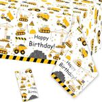 Letromp Construction Birthday Tablecloth Dump Truck Table Covers for Construction Theme Boys Baby Shower 1st 2nd 3rd 4th Bday Party Table Supplies Decorations