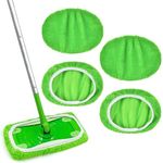 Vicloon 4 Wipes Reusable for Sweeper Mop, Washable Microfiber Sweeping Mop Refills, Reusable for Swiffer Floor Mops, Dry Sweeping Cloth Wet Mopping Cloths for Surface/Hardwood Floor Cleaning