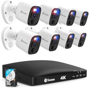 Swann 4K Security Camera System DVR with 2TB HDD, 8 Channel 8 Cam, Indoor Outdoor Wired 8MP Home Surveillance Bullet Cameras, Color Night Vision, 24/7,Heat Motion Detection, LEDs, Sirens and Mic