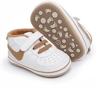 Clowora Unsex Baby Shoes Boys Girls Infant Sneakers Non-Slip Soft Rubber Sole Toddler Crib First Walker Lightweight Shoes(A03/Khaki,12-18 Months)