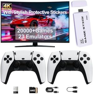 2026 Upgraded Retro Gaming Console with 20k+ Classic Games & 23 Emulators, 4K HDMI Plug & Play Game Stick for TV, Includes Dual 2.4G Wireless Controllers & Skin Stickers (64GB)