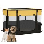 PawHut Dog Pen, Pet Playpen, Portable Foldable Dog Cat Playpen with Storage Bag for Puppies, Rabbits, Kittens, Guinea Pigs, 84 x 64 x 53cm - Yellow