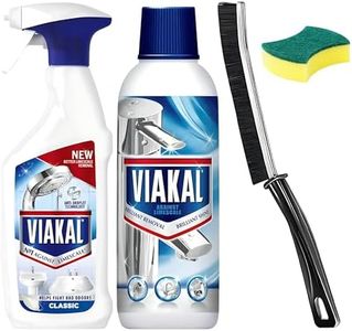 Complete Limescale Removing Bundle including Original Limescale Remover Spray 500ml, Original Limescale Remover Cleaning Liquid Bottle 500ml, Crevice Cleaning Brush, and Scrub Sponge