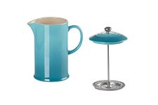 Le Creuset Stoneware Cafetiere with Metal Press, 750 ml-Teal, Ceramic, 17 x 11 x 22 cm