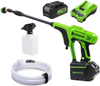 Greenworks Cordless Handheld Pressure Washer G24PWK4 (Li-Ion 24V, 300 watts Motor Power, 24 Bar Pressure, 180 l/h Flow Rate, 5-Way Nozzle, 6 m Hose Without Battery and charger), Green, Grey, Black