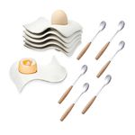 YOHA Soft-Boiled Egg Cup Plates with Base, Modern White Porcelain Egg Cups for Hard Boiled Eggs Brunch Breakfast Egg Holder Tray Set, Set of 6