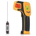 Infrared Thermometer, Digital IR Laser Thermometer Temperature Gun -26°F~1022°F (-32°C～550°C) Temperature Probe for Cooking/Air/Refrigerator - Meat Thermometer Included