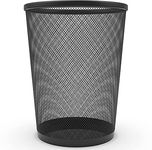 Zuvo Mesh WasteBasket Black Metal Wire Garbage Trash Can For Office Home Bedroom Height 10.1" Width 10", 4 Gallon (16 Quart) (1, Black)