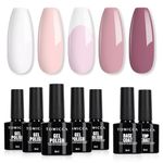 TOMICCA Gel Nail Polish Set 7PCS Classic French White Light Pink Nude French Manicure Gel Polish Starter Kit with No Wipe Top and Base Coat Soak Off UV DIY Home Manicure Kit Gift for Women Girls