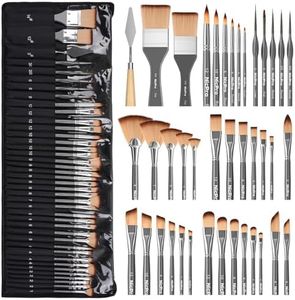 Nicpro 40 PCS Paint Brush Set, Professional Acrylic Paint Brushes with Palette Knife and Canvas Roll, Suitable for Acrylic Painting, Oil, Watercolor, Gouache, Art Supplies Painter Gifts for Artist