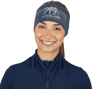 TrailHeads Women's Running Headband | Sports Headbands for Women - Heather Navy - Reflective Polar Bear