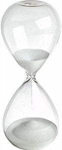 Large Fashion Colorful Sand Glass Sandglass Hourglass Timer Clear Smooth Glass Measures 60min 60 Minutes Home Desk Decor Xmas Birthday Gift (White, 60 Minutes)
