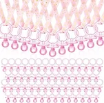 100 Pcs Baby Shower Pacifiers Acrylic Necklace for Chupones para Baby Shower Pacifiers Party Favors Charm Pacifiers Necklace for Girls Boys Baby Shower Games Party Table Scatter Decorations (Pink)